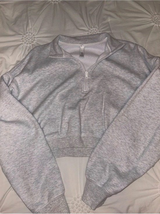 SKIMS Sweaters - SKIMS Heather Gray Half-Zip Cropped Sweatshirt